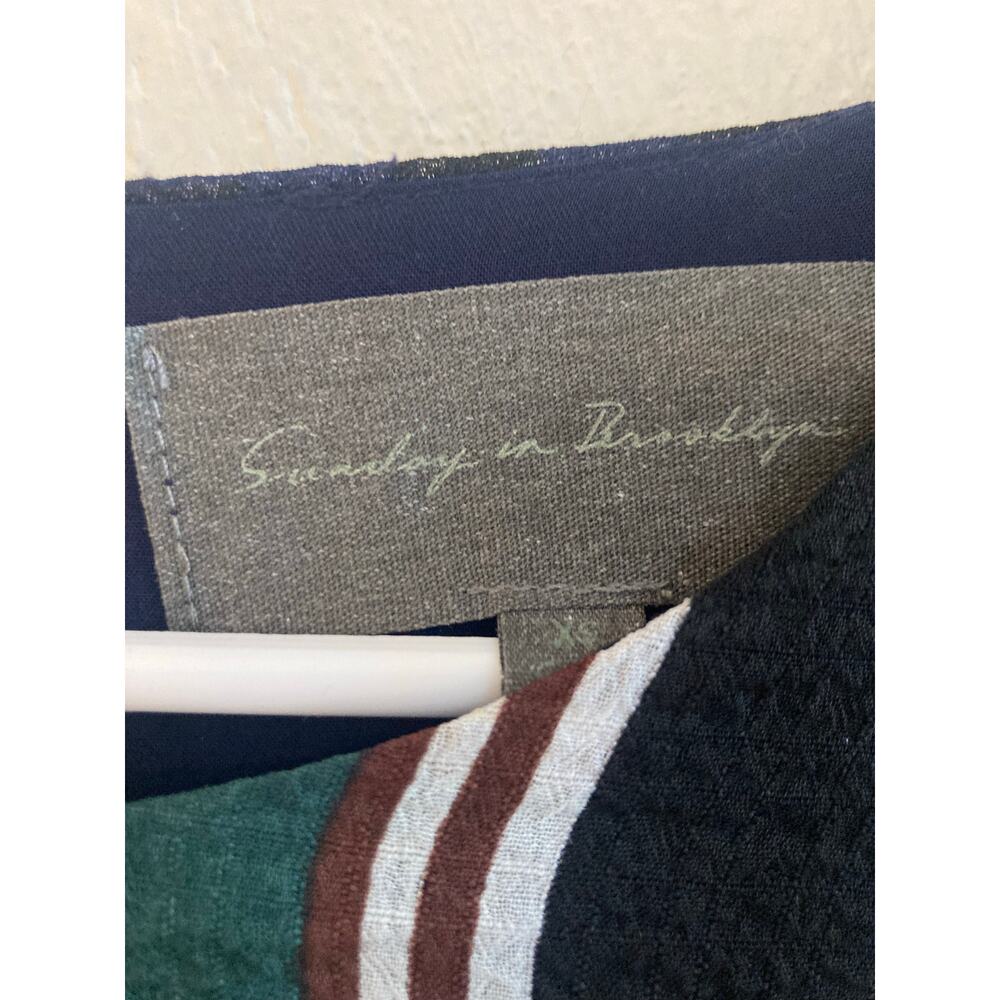 EUC Anthropologie Sunday in Brooklyn Leger Striped Dress XS Green White Black - Picture 5 of 11